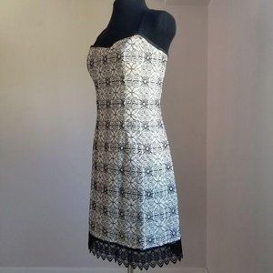 Vintage Nanette Lepore White Black Embroidered Lace Corset Mini Cocktail Dress